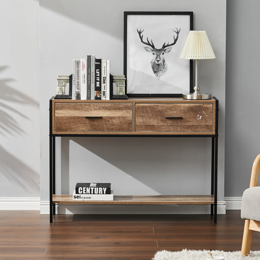 Slim Hallway Console Table with 2 Drawers and Lower Shelf