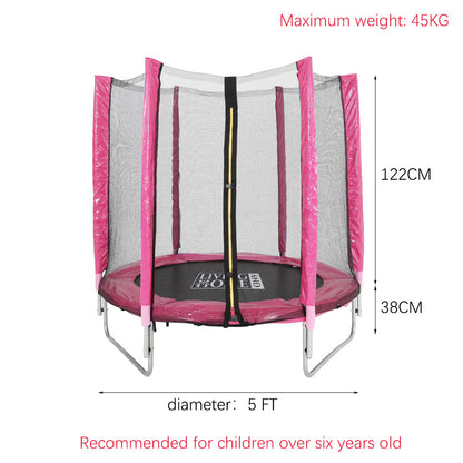 5ft Kids Trampoline with Enclosure Safety Net for Outdoor Playground Pink