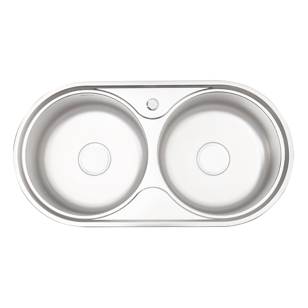 Catering Stainless Steel Double Kitchen Sink Laundry Topmount Round