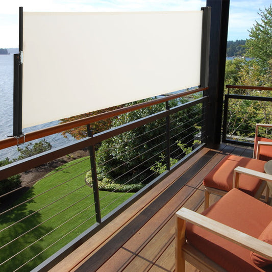 300x120CM Retractable Side Awning Garden Privacy Screen Windbreak Sunshade Beige