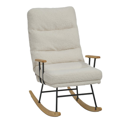 White Sherpa Upholstered Adjustable Rocking Chair