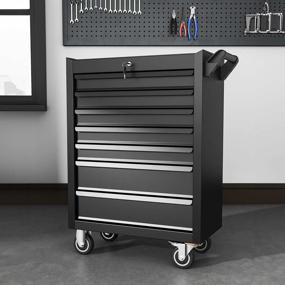 Lockable 7-Drawer Tool Trolley Rolling Cabinet