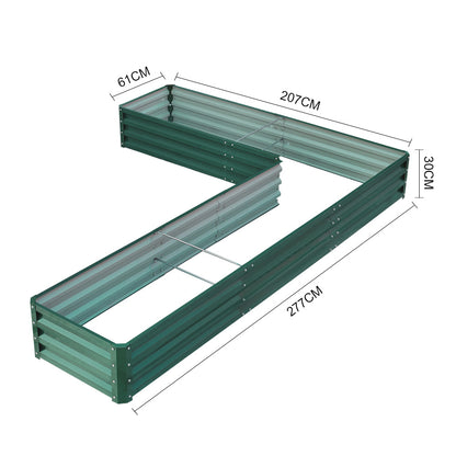 Dark Green L-Shaped Galvanized Steel Raised Garden Bed