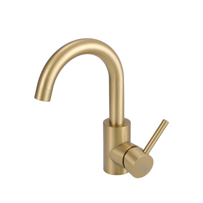 Gold 23cm Arc Single Handle Faucet with Swivel Spout