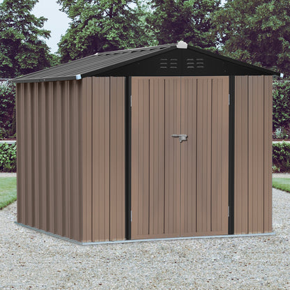 8ft x6ft Brown Metal Garden Shed Garden Storage