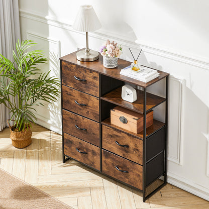 Medieval Style Wooden Storage Cabinet with Six Drawers