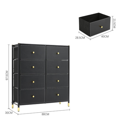 Black 8 Drawer Plastic Storage Cabinet