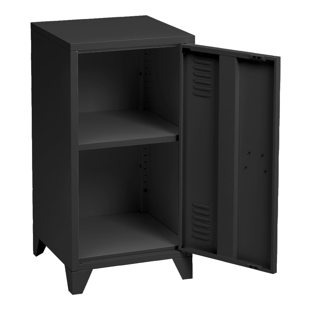 FreeStanding Metal Filing Cabinet Unit with 1 Door and 2 Tier Cabinet, Black