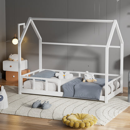 Pine Wood Kid Single Bed Frame with House Frame