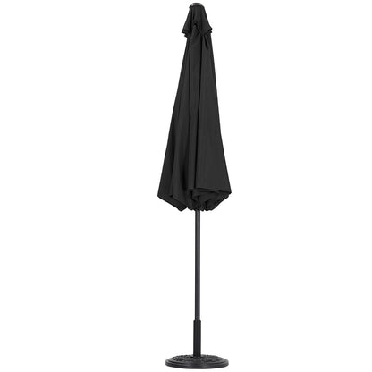 3M Black Parasol Umbrella Patio Sun Shade Crank Tilt with Round Base