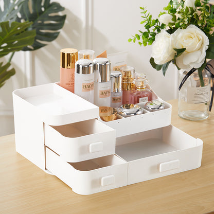 White Plastic Makeup Drawer Organizer