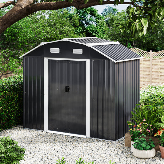 Grey Large Galvanized Steel Acrylic Storage Shed