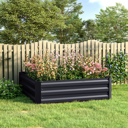 Charcoal Black 100cm W Galvanized Steel Square Raised Garden Bed Planter Box