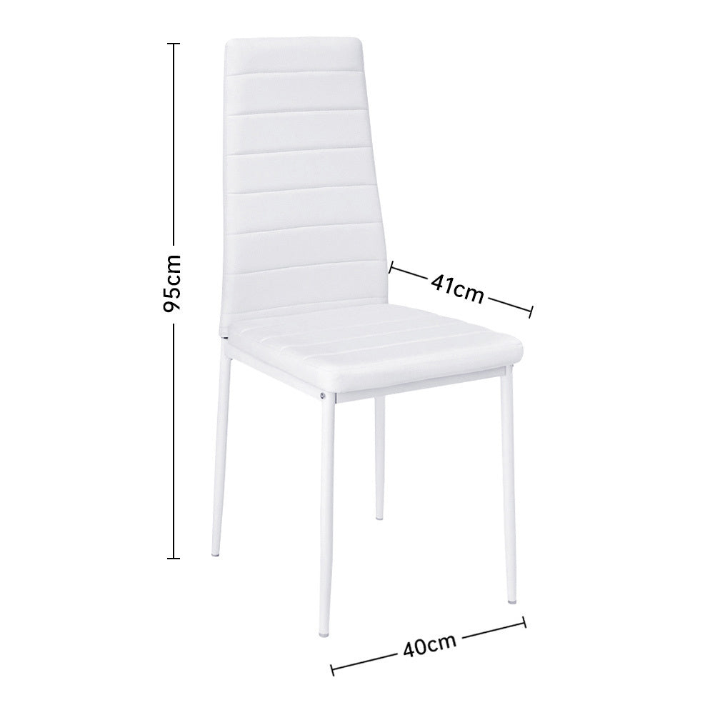 Set of 4 PU Leather Padded Seat Metal Legs Dining Chair White