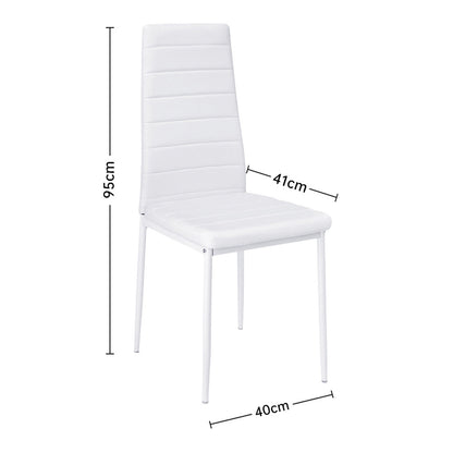 Set of 4 PU Leather Padded Seat Metal Legs Dining Chair White