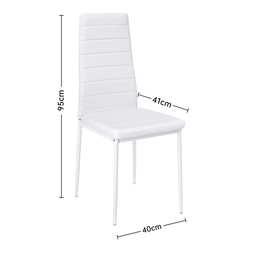 Set of 6 PU Leather Padded Seat Metal Legs Dining Chair White