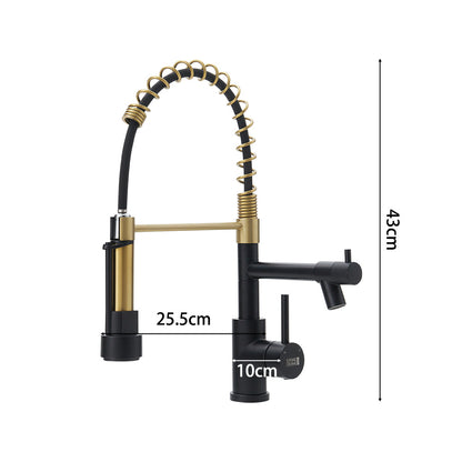 Brushed Gold Modern Single Lever Kitchen Pull Down Faucet