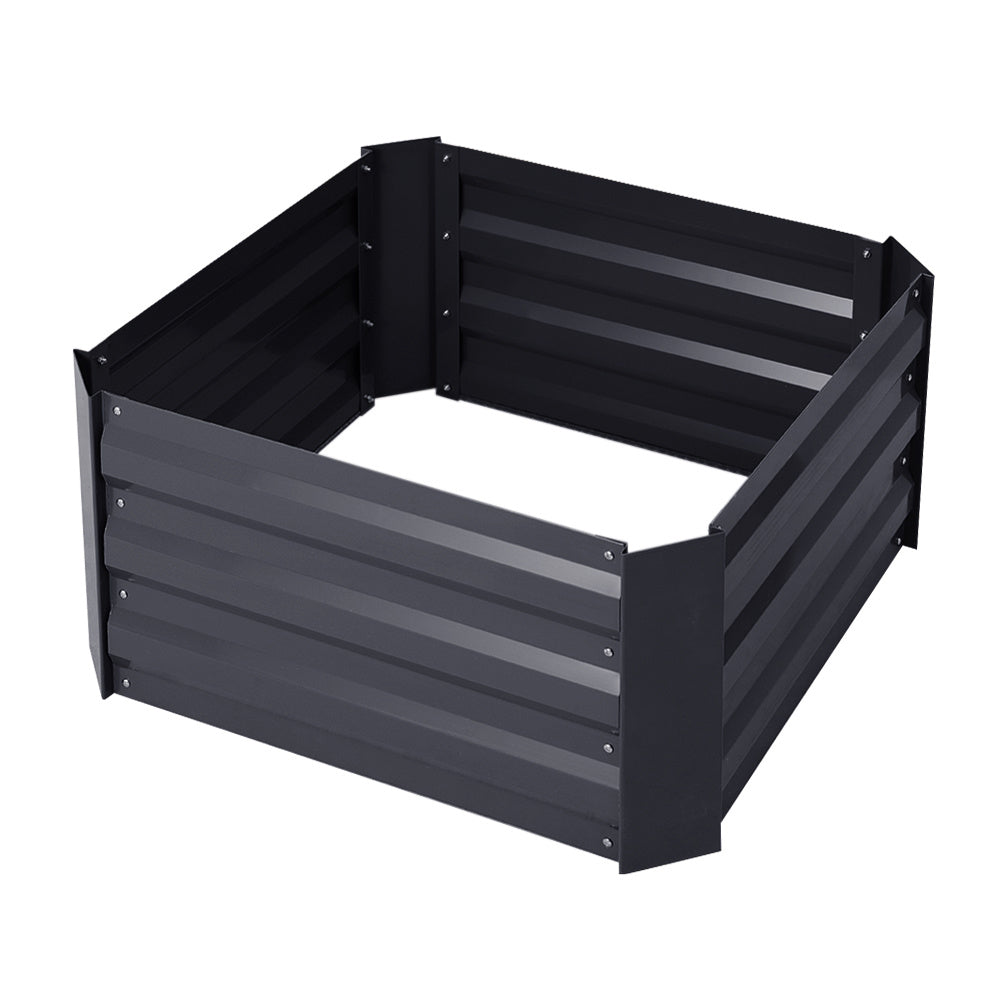 Charcoal Black 100cm W Galvanized Steel Square Raised Garden Bed Planter Box