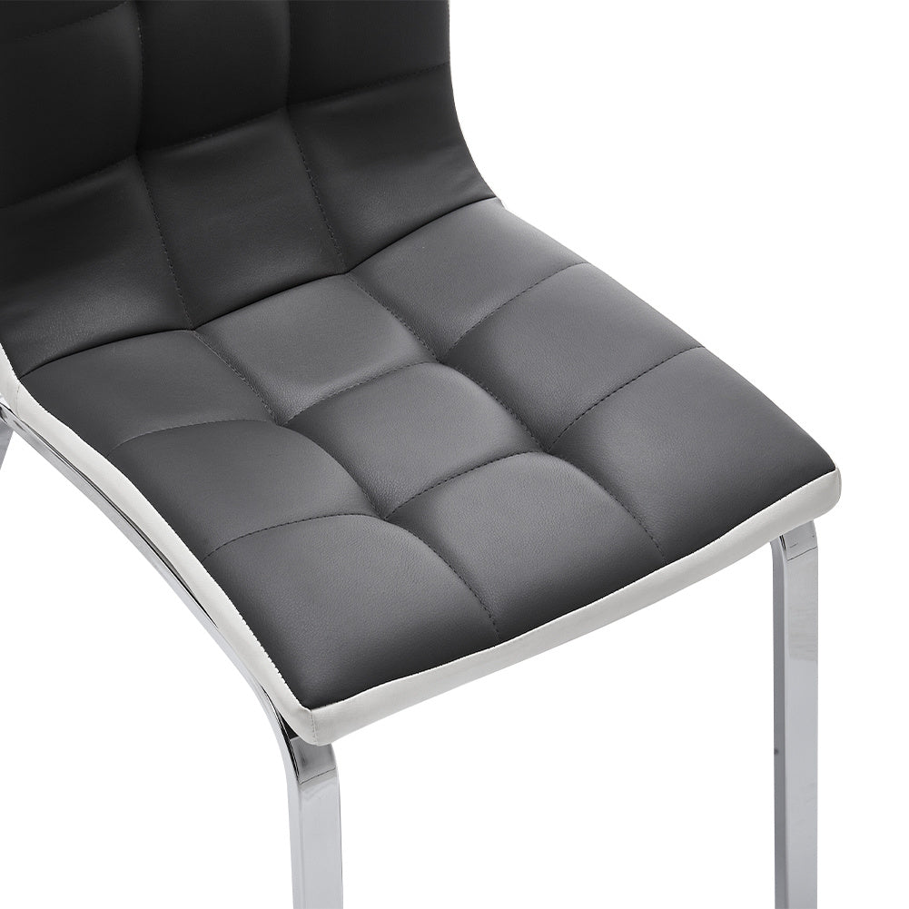 Grey Faux Leather Dining Chair with Metal Legs