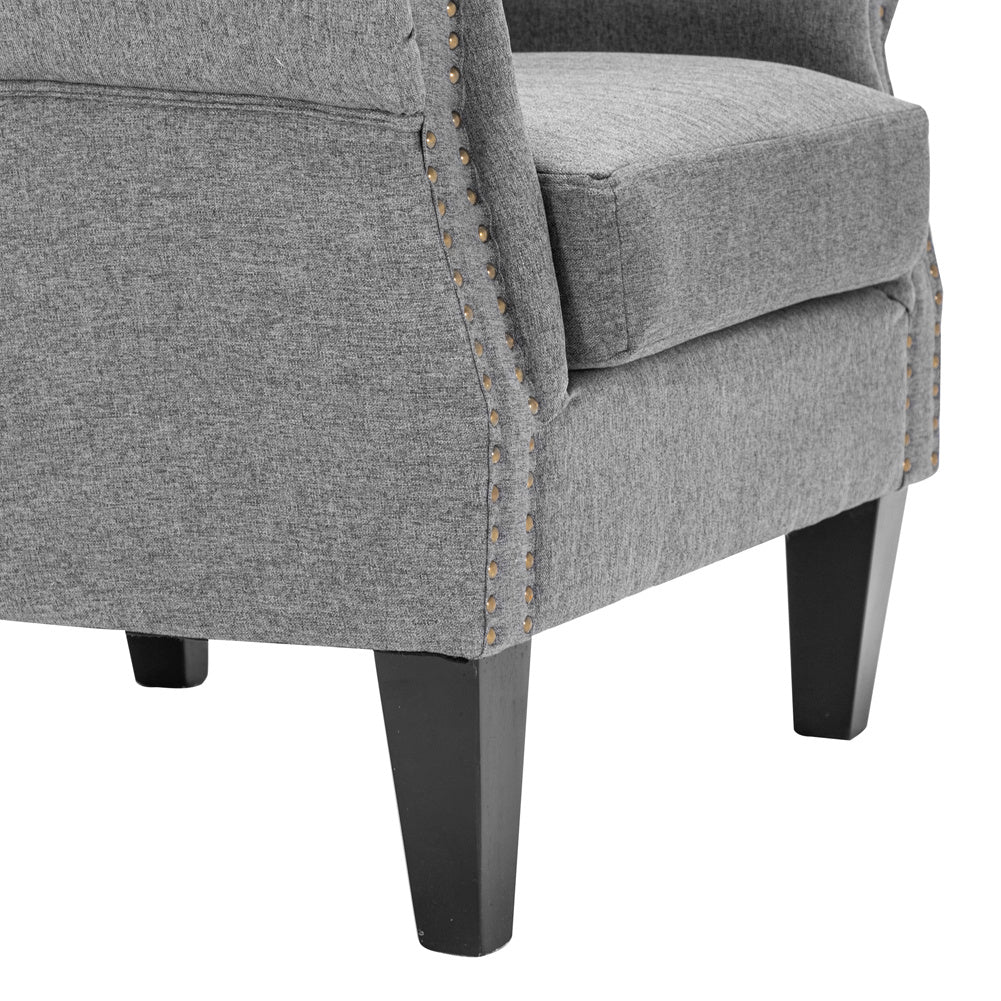 Linen Chesterfield Thick Cushion Armchair, Dark Grey