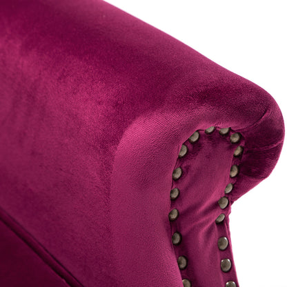 Velvet Pleated Wingback Armchair, Wine Red