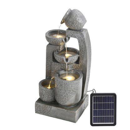 Grey Outdoor Garden Solar powered Water Fountain