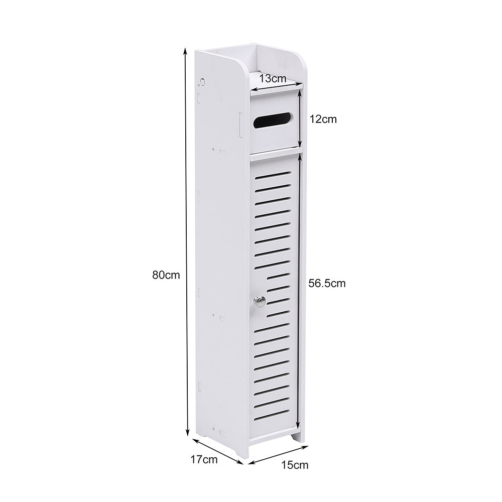 White 80cm H Freestanding Wooden Tall Bathroom Cabinet