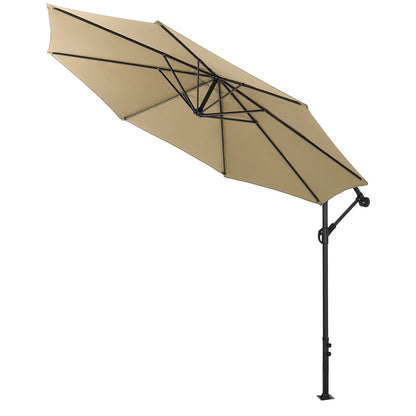 3M Banana Parasol Patio Umbrella Sun Shade Shelter with Fanshaped Base, Taupe