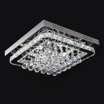 40CM Square LED Crystal Chandelier Pendant Ceiling Light, Cool White