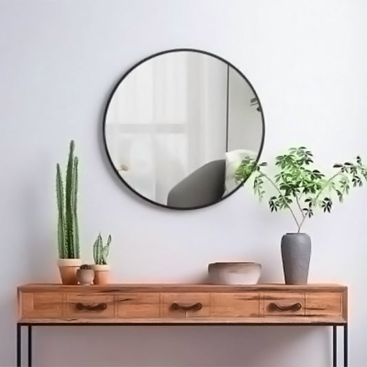 50cm Nordic Round Bathroom Mirror with Black Frame