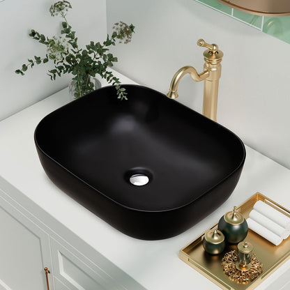 49.5x39cm Rectangular Countertop Vessel Sink Matte Black