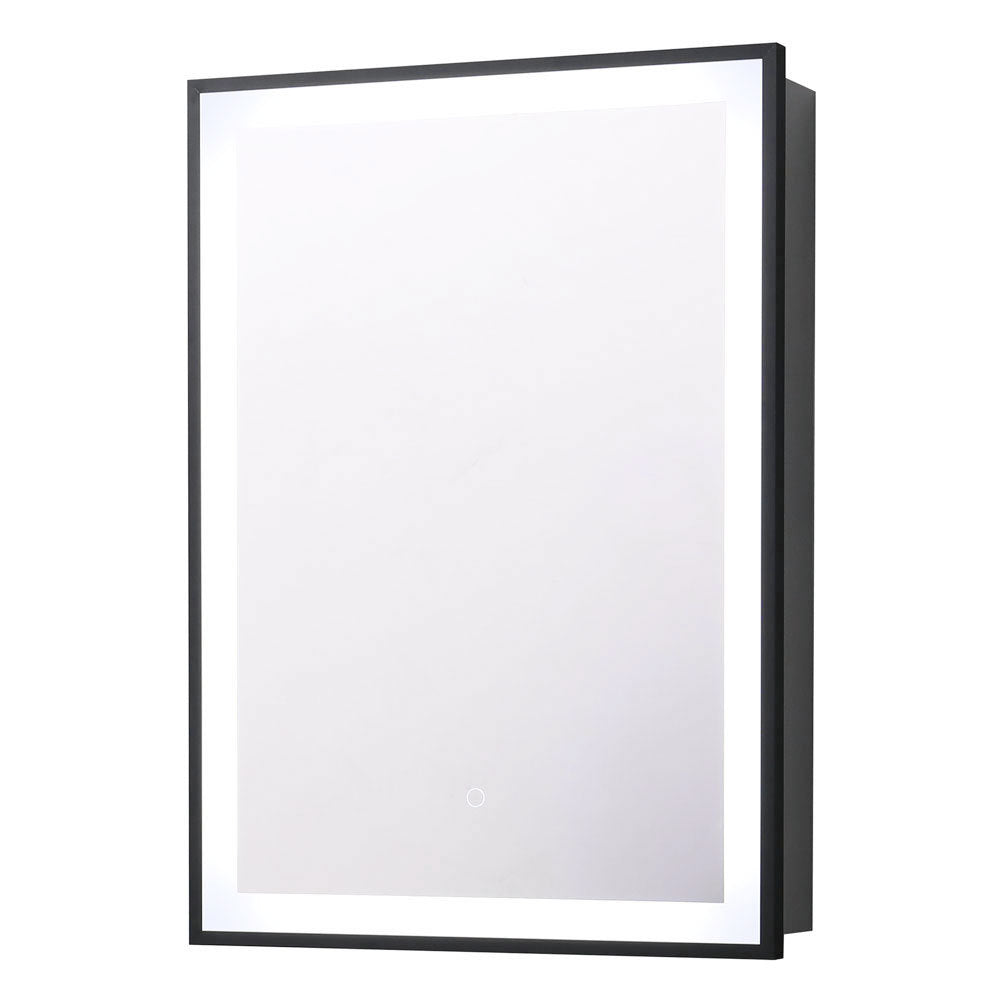 Black Framed LED Mirror Cabinet with Shaver Socket 500mm x 700mm