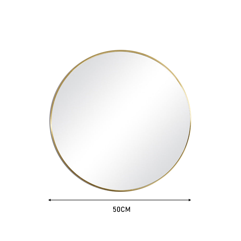 Gold framed round deals mirror