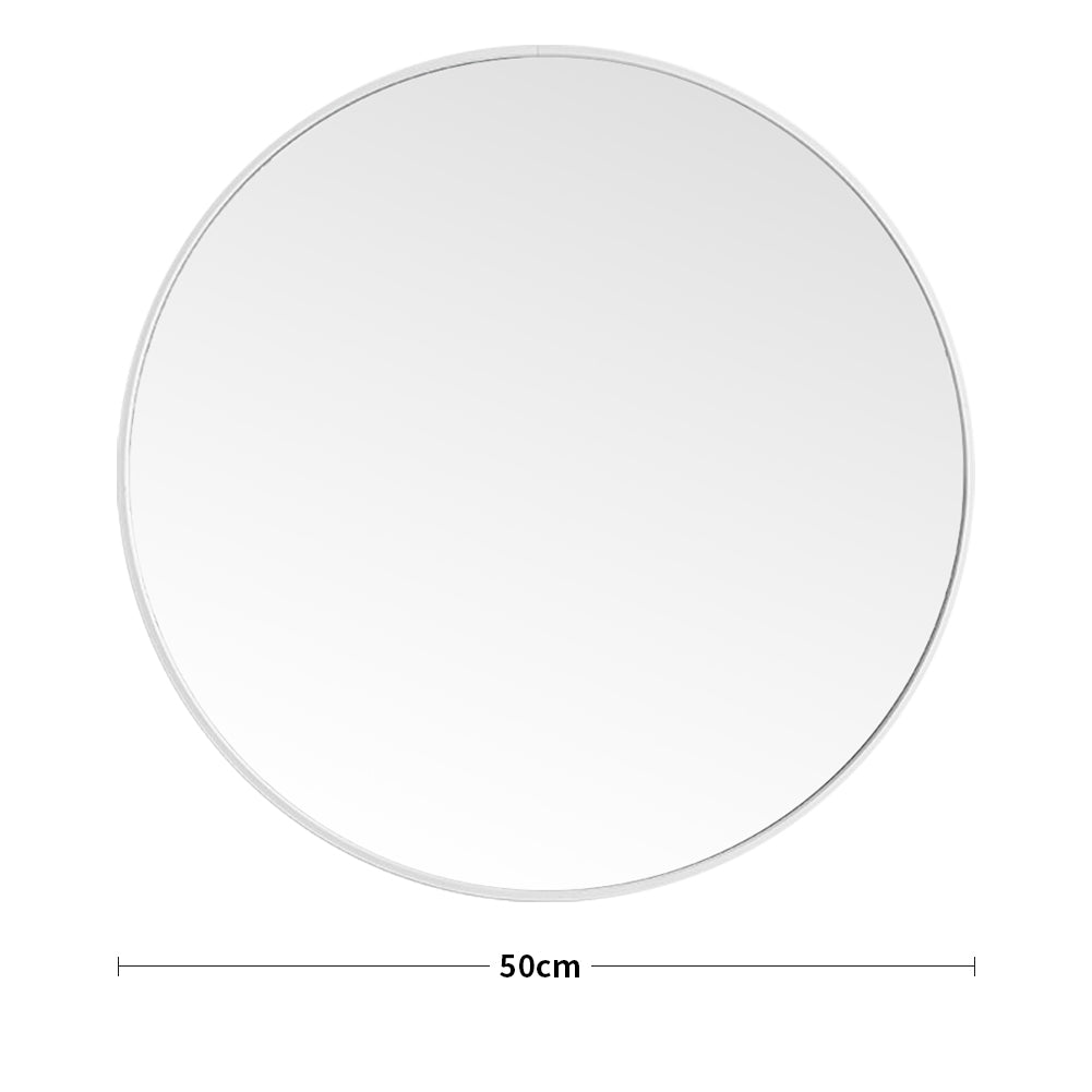 50cm Nordic White Framed Bathroom Mirror Round Wall Mounted Mirror