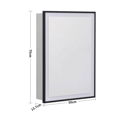 Black Framed LED Mirror Cabinet with Shaver Socket 500mm x 700mm