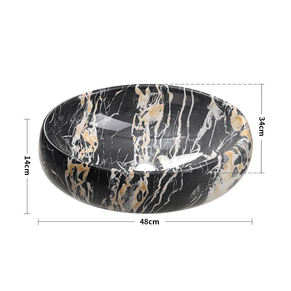 Bathroom Oval Countertop Basin Marble 48 x 34cm