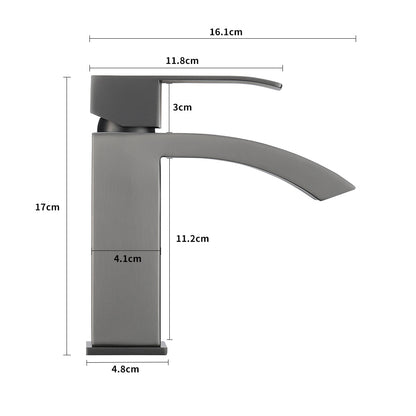 Metal Grey Square Mono Mixer Tap