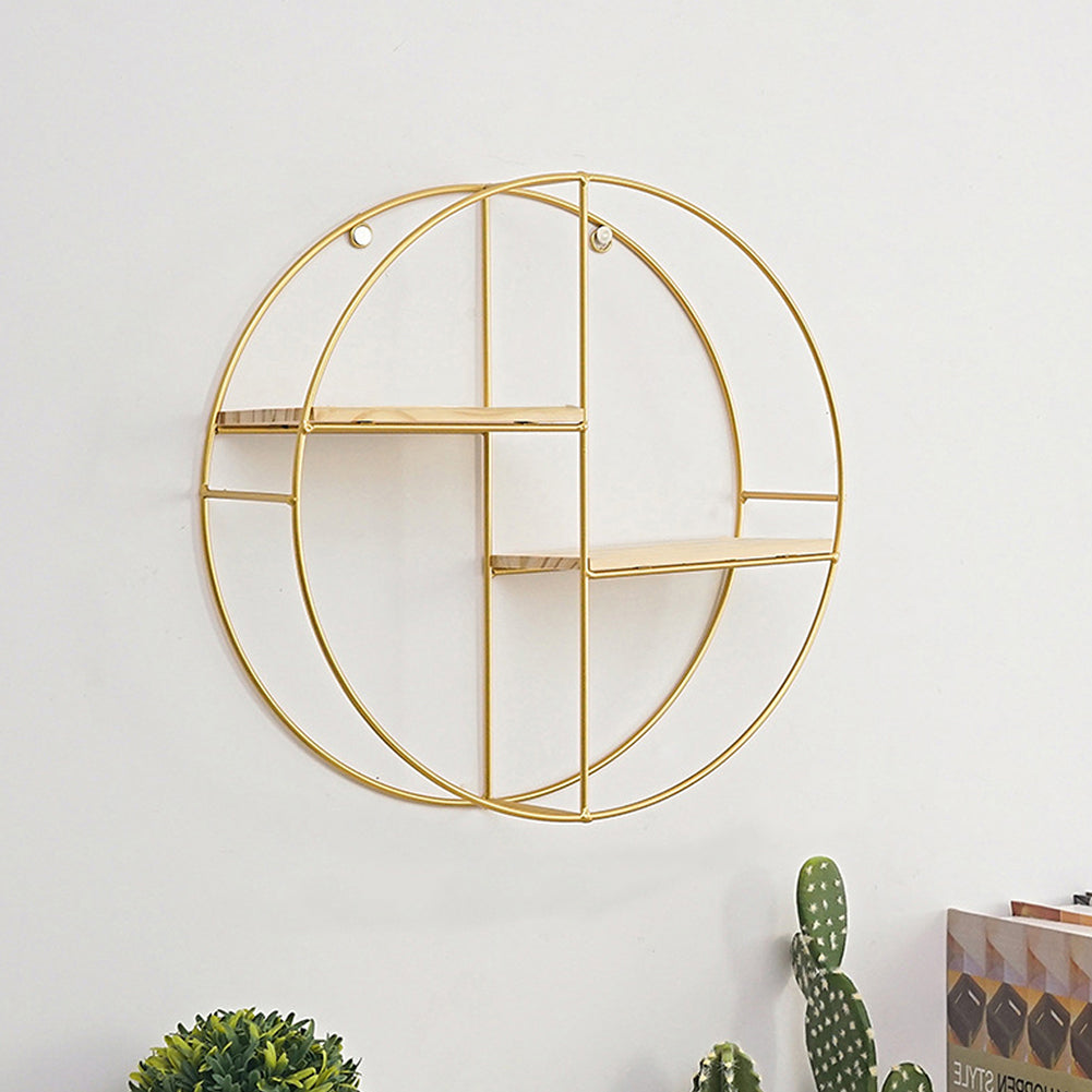 Bathroom Wall Shelf Gold Round Framed Storage Shelf