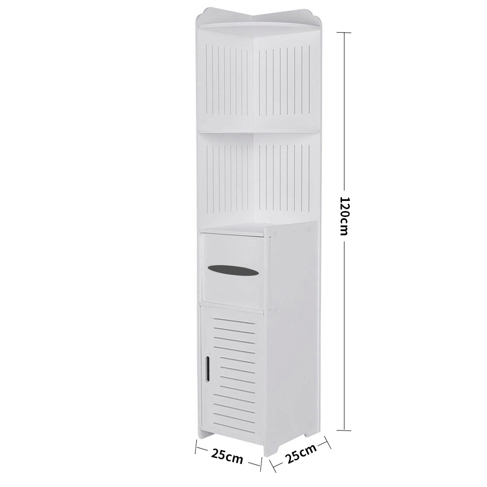 H120cm Freestanding Storage Cabinet White Corner Cupboard