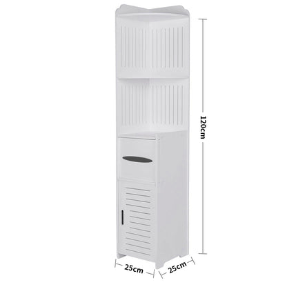 H120cm Freestanding Storage Cabinet White Corner Cupboard