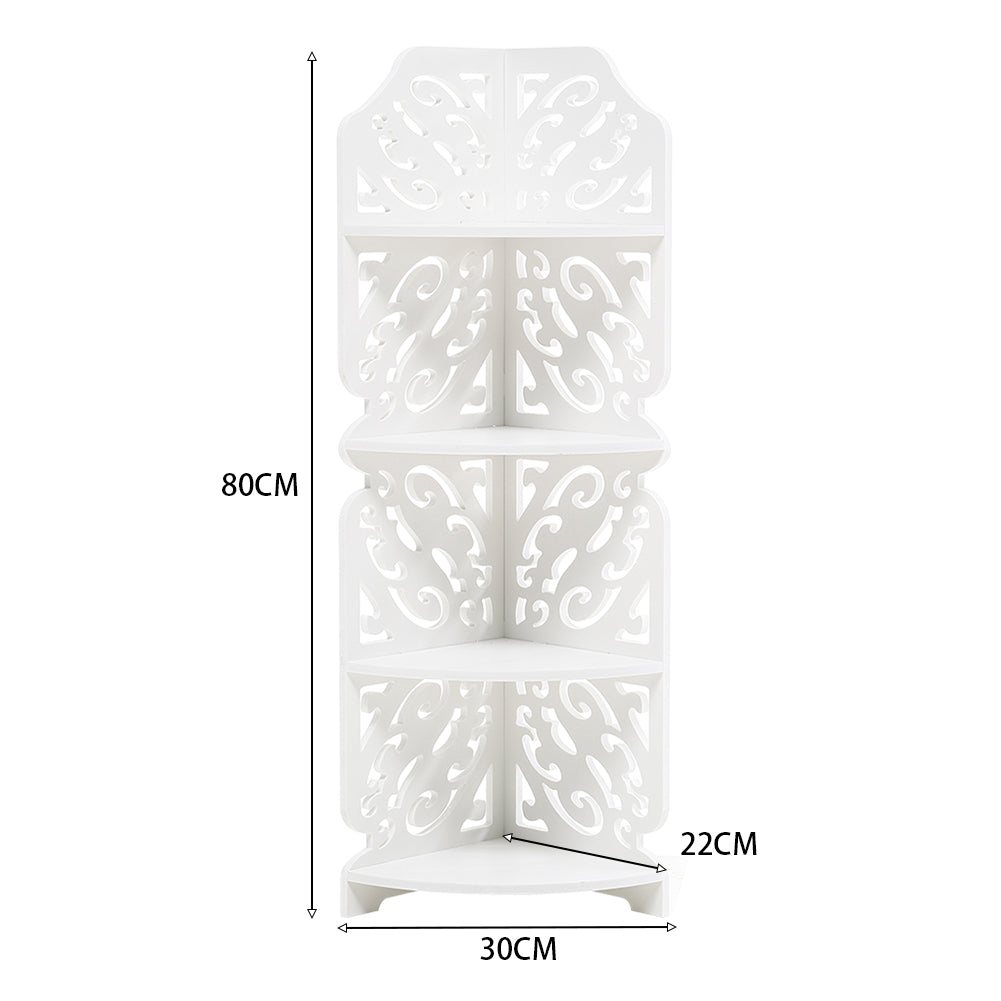 4-Tier Bathroom Corner Rack Storage Units with Hollow Pattern