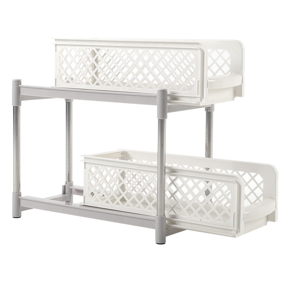 2-Tier Bathroom Storage Corner Organizer with Removable Baskets