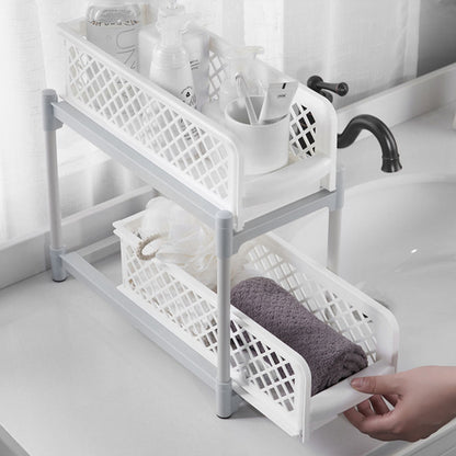 2-Tier Bathroom Storage Corner Organizer with Removable Baskets