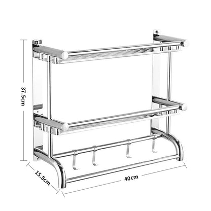 2-Tier Bathroom Shelf Stainless Steel Wall Mounted Organizer